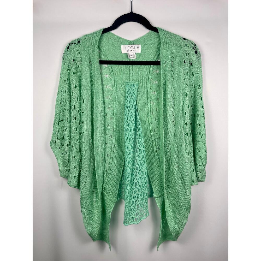 The Cue Cher Qu Mint Green Open Knit Cardigan Size M​ - Picture 6 of 8